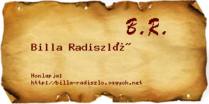 Billa Radiszló névjegykártya